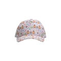 Kids baseball cap with cartoon owl and floral prints in white cotton fabric - White Base Orange Owl