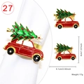 Detail of red vintage car napkin ring with Christmas tree and metal dimensions - Christmas Car (27)