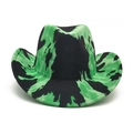 Cappello da cowboy in feltro spesso con motivo maculato tie-dye verde e nero - M (56-58cm) / Verde Scuro