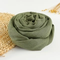 Dark green cotton linen scarf with fringe edges rolled in a rose shape for women - 190x100cm / 5# Army Green