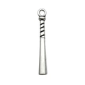 Silver sports baseball bat alloy charm pendant with spiral textured handle for DIY jewelry - Long Baseball Bat