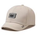 Beige vintage short brim baseball cap with outdoor 1998 fabric patch and contrast stitching - Light Beige