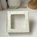 Cream square gift box with 12x12x3cm window and black bow pattern for hair accessories - Open Window Beige Bow / 12x12x3cm