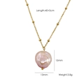 Collana artigianale con perla barocca rosa-viola e catena a satellite dorata 40+5cm - Collana di Perle Barocche / Oro + Perla Lavanda