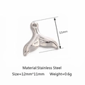 Silver stainless steel whale tail pendant 12mm x 11mm for DIY jewelry making - Silver Whale Tail (DY1061-1)