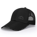 Atmungsaktive schwarze Mesh-Baseballkappe mit verlängerter Krempe und RSPORT-Druck - Verstellbar / Schwarz