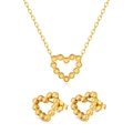 Parure élégante en forme de cœur dorée avec collier de perles et boucles d'oreilles - Ensemble Collier + Boucles d'Oreilles (GE811-GX2306) / Or