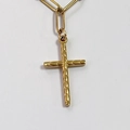 Golden stainless steel cross pendant with textured finish for necklaces and DIY jewelry - Textured Cross / Gold
