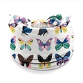 Elastic headband featuring colorful butterfly prints on a white fabric background - Style 54
