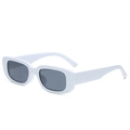 Retro rectangular sunglasses with white thick plastic frames and dark grey lenses - White Frame / Black Lens