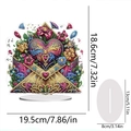 DIY Diamant Malerei Acryl Ornament mit Herz und Blumen Motiv, Höhe 18,6cm - Schicker Herzumschlag (Stil 17)