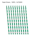 Set of 10 green paper straws with soccer patterns for football birthday party decor - Football Printed Paper Straws 10PCS