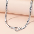 Collana a catena cubana d'argento con pendente a cuore cavo per le donne - Pendente a Cuore Color Acciaio