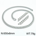 Collier chaîne maille gourmette en acier inoxydable argenté, 650mm de long et 8mm de large - Collier Argent 650x8mm