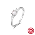 Elegant silver S925 sterling silver ring with a central pearl and side diamonds - US 6 / S925 Silver Pearl Style