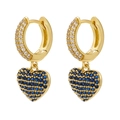 Luxuriöse goldene Herzohrringe mit blauen Steinen und funkelnder Mikropavé-Verzierung - Vergoldet Blauer Zirkonia