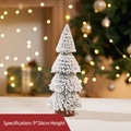 Miniature snow-flocked Christmas tree desk decor with natural wood base, 9x26cm size - Tower Pine Needle Tree 25cm No Light