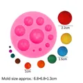 Pink silicone mold with 10 multi-sized round slots for DIY clay and resin art crafts - 6# Hemisphere / Pink