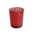 Starry red electroplated silver glass candle holder with unique spotted texture - 5.5*6.7cm (White Box) / Red