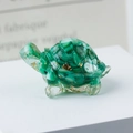Cute green crystal turtle figurine with gold foil and resin for desktop decoration - 50 Green Shell + Gold Foil