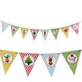 2.9m Christmas bunting banner with Santa and reindeer patterns for holiday party decor - 2.5m Triangle Flag A