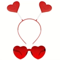 Red sequin heart headband and matching heart sunglasses set for Valentine party - Heart Headband and Glasses Set