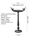 Antique cast iron standing bird feeder with dual bird statues and floral carving base - Retro Double Bird Standing Feeder