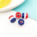 Resin barrel beads with red, white and blue stripes for DIY bracelet making - Striped Barrel Bead (13224)