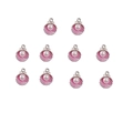 Detailed view of pink enamel shell charms with white pearls and gold-tone metal loops - Small / Rose Red