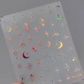 Laser rainbow nail stickers with moon and star totem patterns in holographic silver - Matte Pink