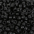 Glossy black pony beads with large holes for DIY jewelry making and crafts - Black