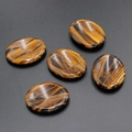 Polished tiger eye stone oval flat beads with golden brown chatoyancy texture - Tiger's Eye (1pc)