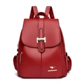 Sac à dos femme bordeaux en cuir synthétique avec logo kangourou et boucle dorée - Rouge