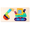 Puzzle escavatore in legno con pezzi colorati da 1 a 20 per l'apprendimento infantile - Escavatore