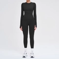 Ensemble fitness noir sans couture avec haut à manches longues et legging taille haute - S / Haut Et Bas / Manches Longues + Leggings / Noir