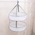 2-tier foldable mesh drying rack for sweaters and socks, 48cm grey trim hanging laundry net - Small 2-Tier 48cm / Grey/White