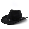 Cappello da cowboy nero in finta pelle scamosciata con borchie a girasole turchese - M(56-58cm) / Nero