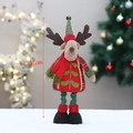 Reno de Navidad telescópico de 53cm con abrigo de cuadros rojos y bufanda verde - Estilo C / Reno (Telescópico)
