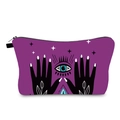 Neceser de maquillaje morado impermeable con estampado Evil Eye y cierre de cremallera - Estampado Místico Púrpura (hzb1142)
