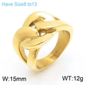 Anello a catena cubana in oro lucido da uomo in acciaio inossidabile di alto spessore - US 8 / Stile Catena Dorata (KR108139-KJX)