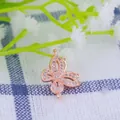 Rose gold butterfly jewelry connector with white cubic zirconia and four link loops - Rose Gold Micro-Pave Zirconia Butterfly (L0446-C)
