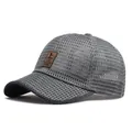 Dark grey full mesh baseball cap for summer sun protection with EDIKO leather patch - Adjustable / Dark Gray