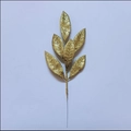 Artificial gold glitter leaves branch for Christmas decor and festive floral arrangements - 30cm Long Pine Leaf