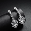 Boucles d'oreilles pendantes en argent avec cristaux pour mariages et soirées - Style Pendentif Feuille / Argent (J2781)