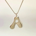 Polished silver balloon style letter A pendant necklace with glossy finish charm - Letter A / Silver