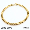 Gold-tone stainless steel Cuban link bracelet with lobster clasp, 200x5mm size - 5MM Gold