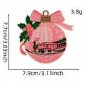Pink Christmas bauble embroidery patch with train design and measurement markings - 7# Christmas Ball
