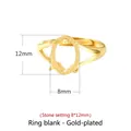 Golden S925 sterling silver 8x12mm oval four-prong adjustable ring setting blank - Stone Size 8*12mm / Gold