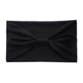 Detail of black elastic cotton yoga headband showing soft fabric texture and central knot - Black