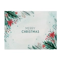 Detail of waterproof linen placemat with Merry Christmas print and pine leaf motifs - Pattern CD090-5